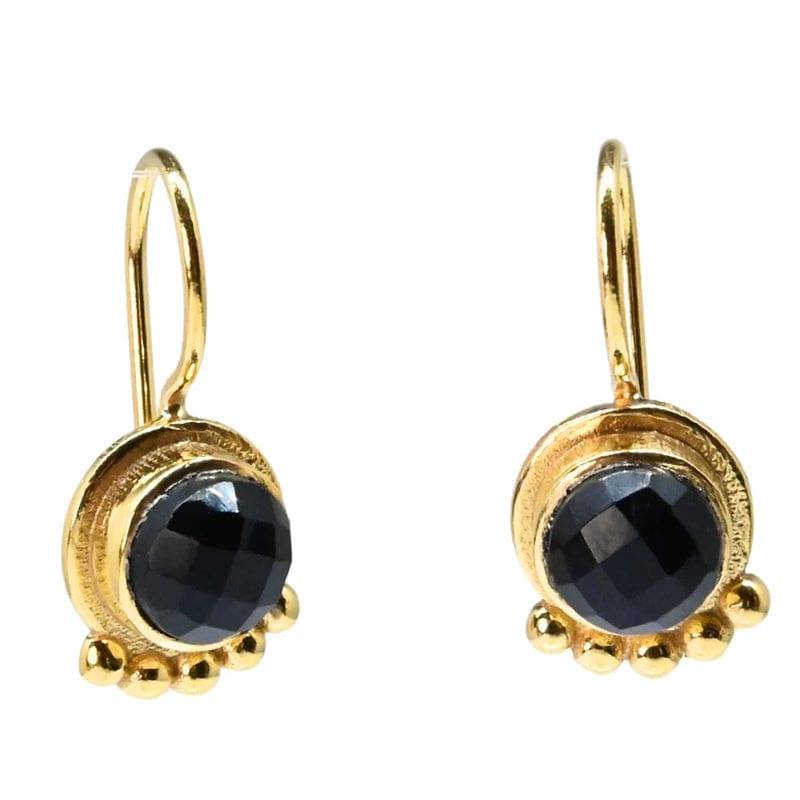 Euro Gold Dark Blue Gemstone Drop Earrings | A238a - Jewellery