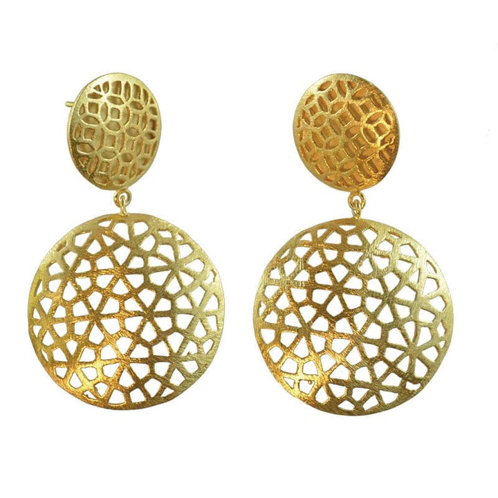 Euro Gold Double Jali Stud Earrings | B35 - Jewellery