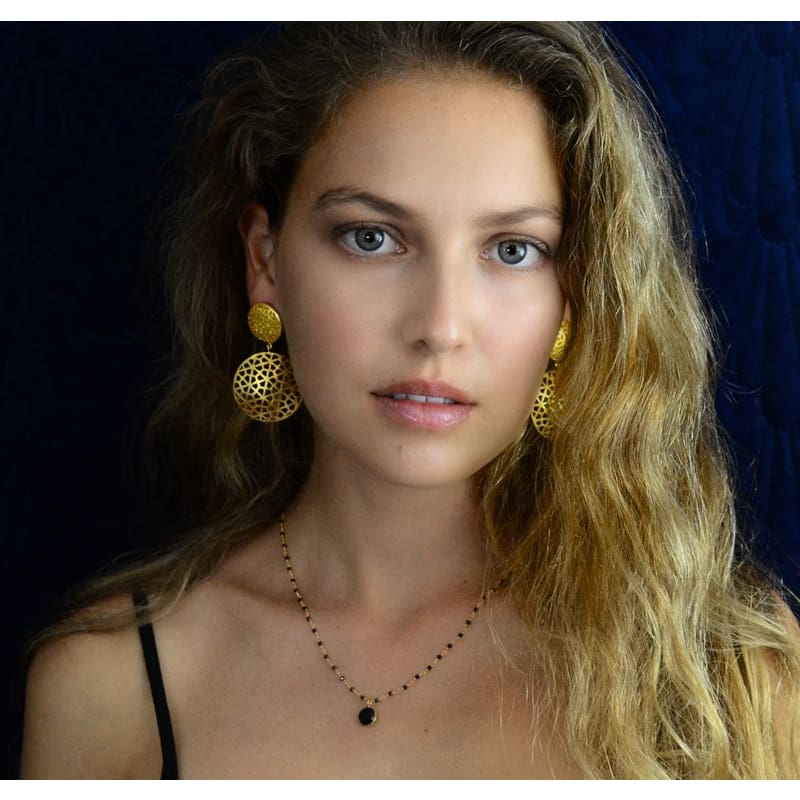 Euro Gold Double Jali Stud Earrings | B35 - Jewellery