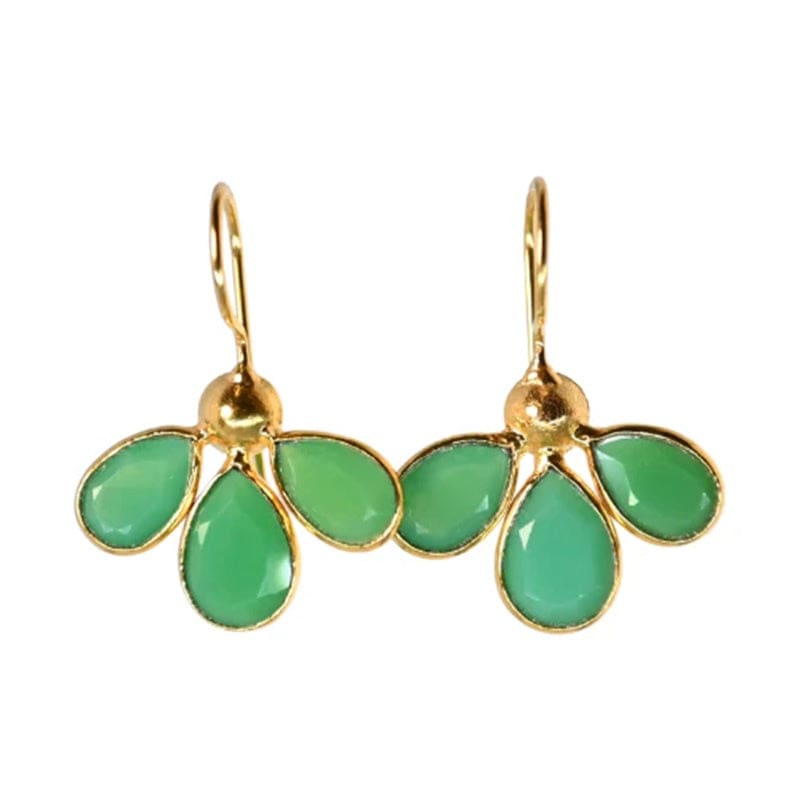 Euro Gold Earrings A263 | Green Onyx - Jewellery