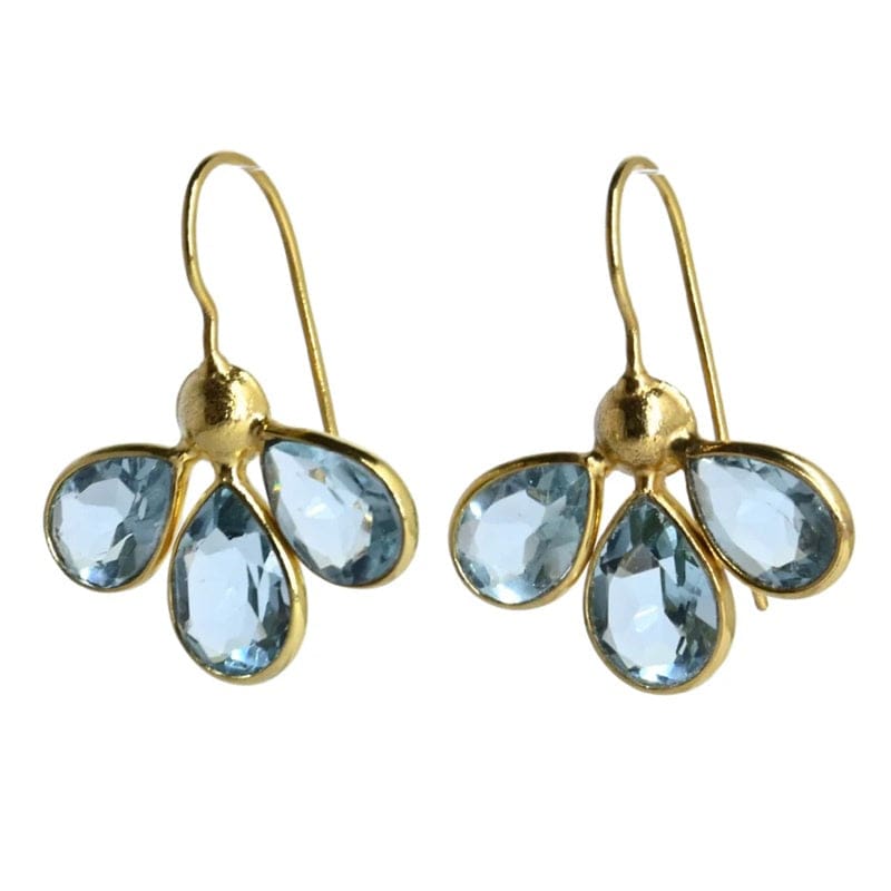 Euro Gold Earrings A263 | London Blue Topaz - Jewellery