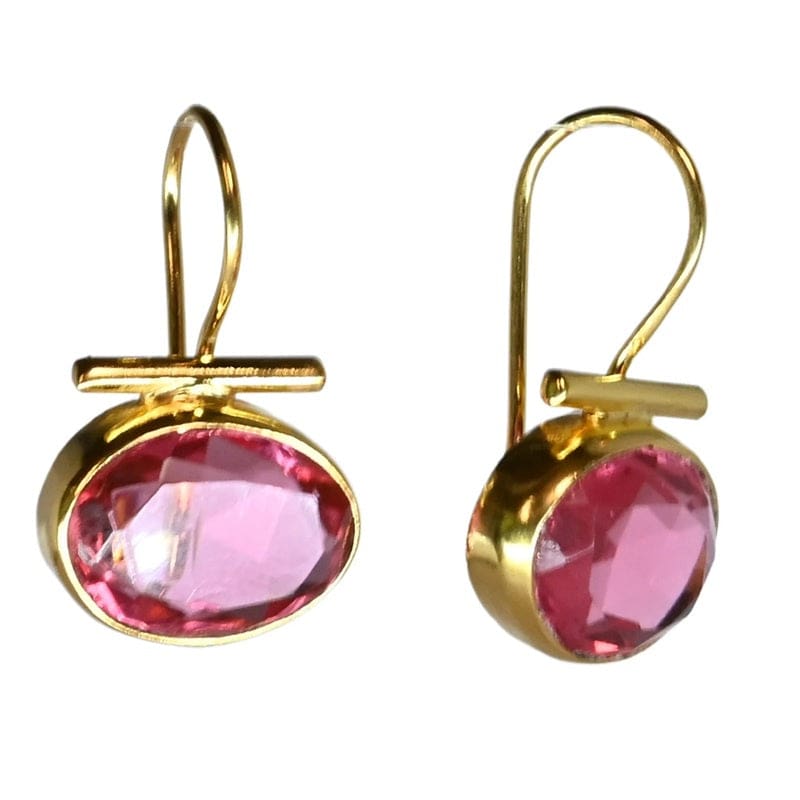 Euro Gold Earrings Cherry Quartz | A196 - Jewellery