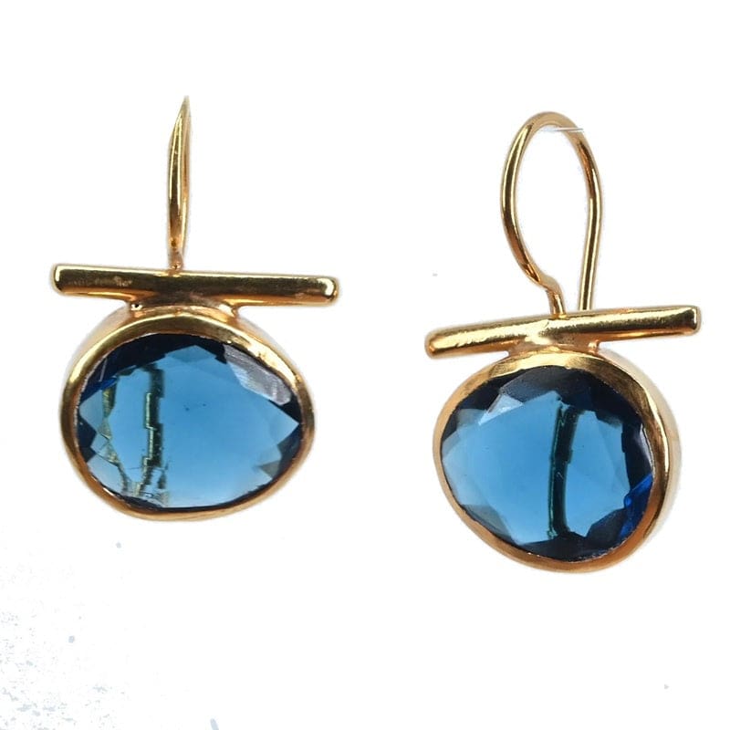 Euro Gold Earrings London Blue Topaz | A196 - Jewellery