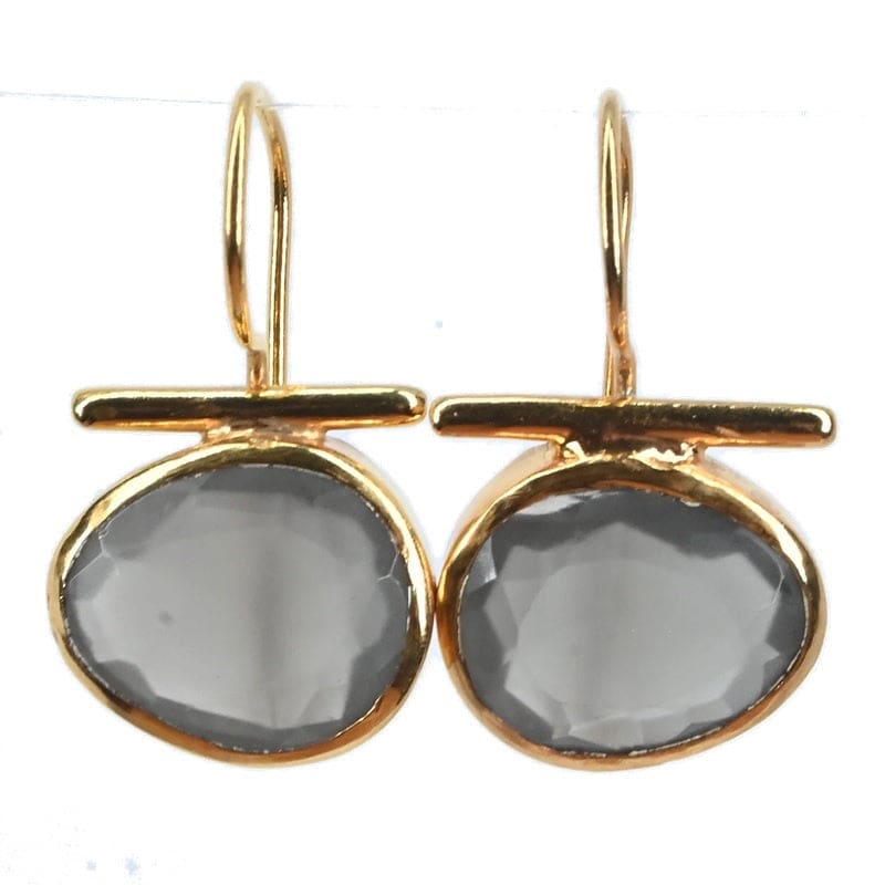 Euro Gold Earrings Smokey Quartz | A196 - Jewellery