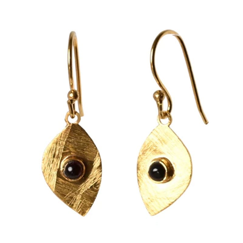 Euro Gold Gemstone Drop Earring Onyx | A318 - Jewellery