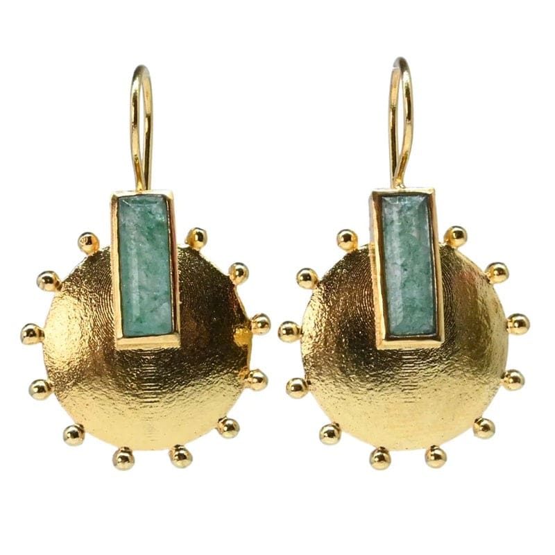 Euro Gold Gemstone Earrings | A228 - Jewellery