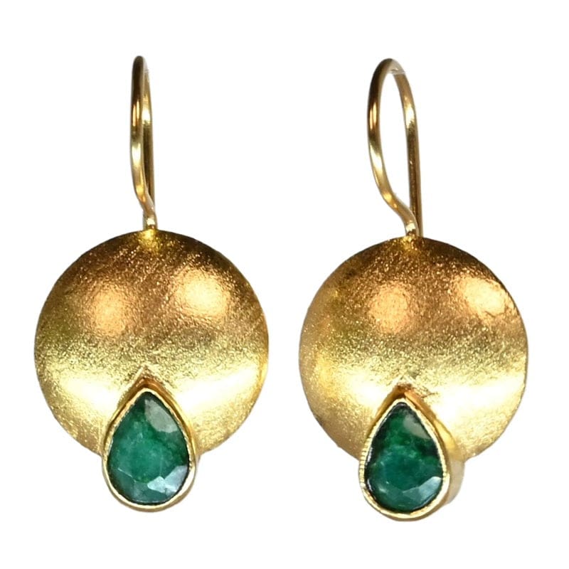 Euro Gold Gemstone Earrings Green Onyx | A223 - Jewellery