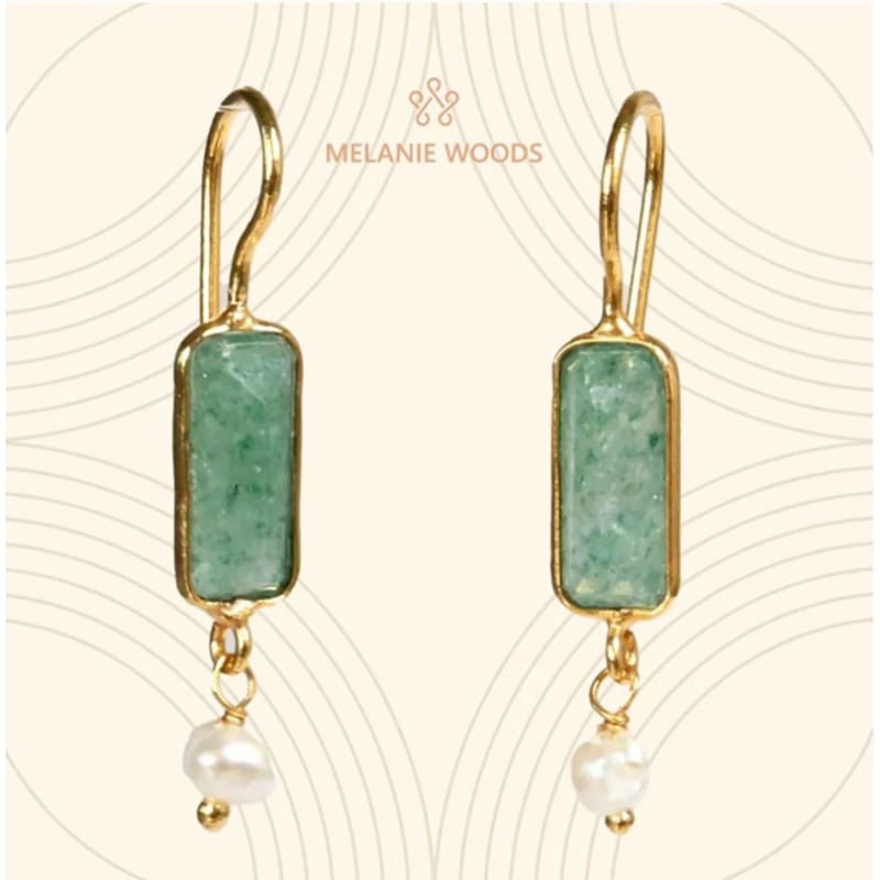 Euro Gold Green Gemstone Earrings | A222-1 - Jewellery