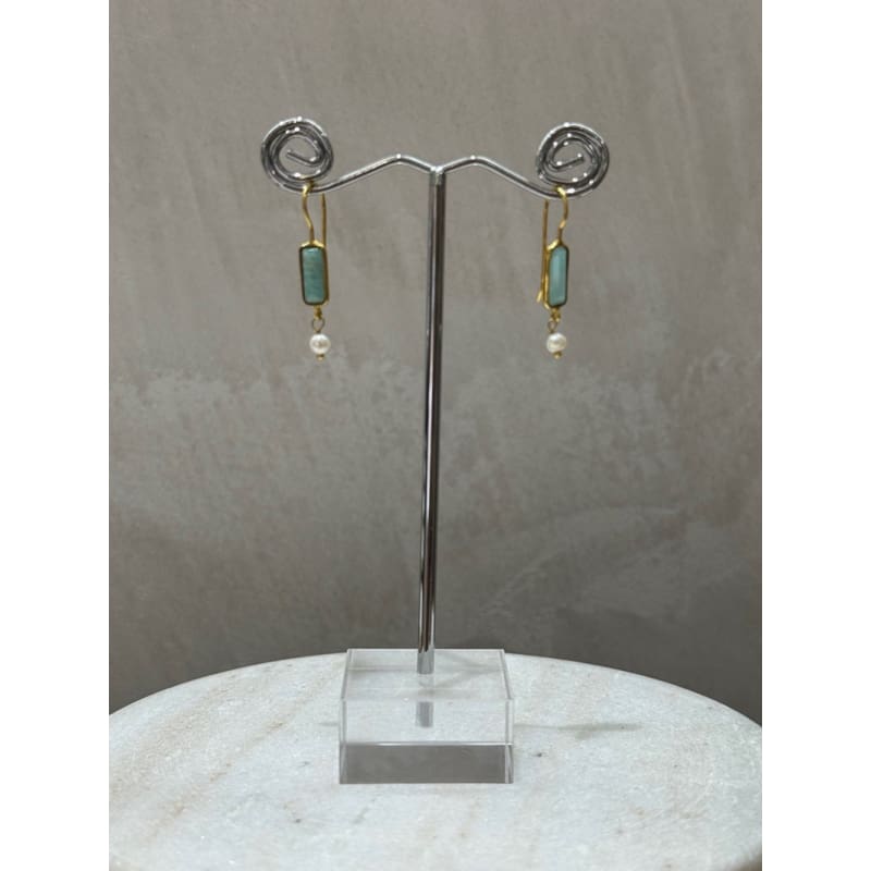 Euro Gold Green Gemstone Earrings | A222-1 - Jewellery