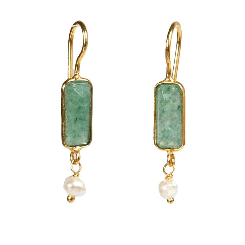 Euro Gold Green Onyx Gemstone Earring | A222 - Jewellery