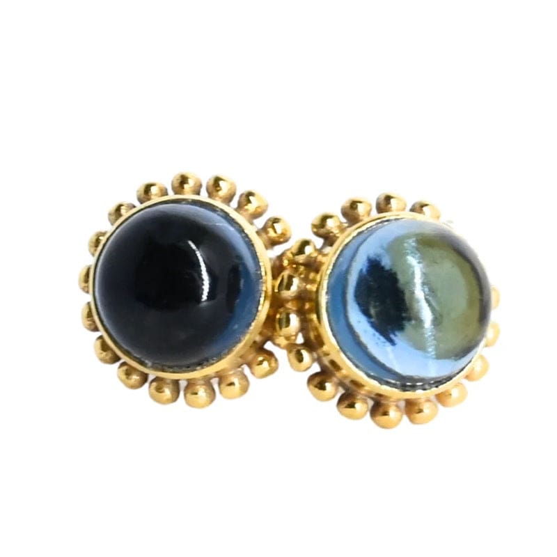 Euro Gold London Blue Topaz Gemstone Stud Earring | A225A - Jewellery