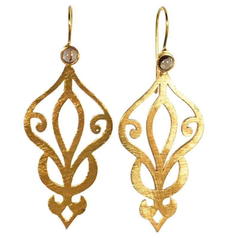 Euro Gold Moonstone Earring | A62a - Jewellery