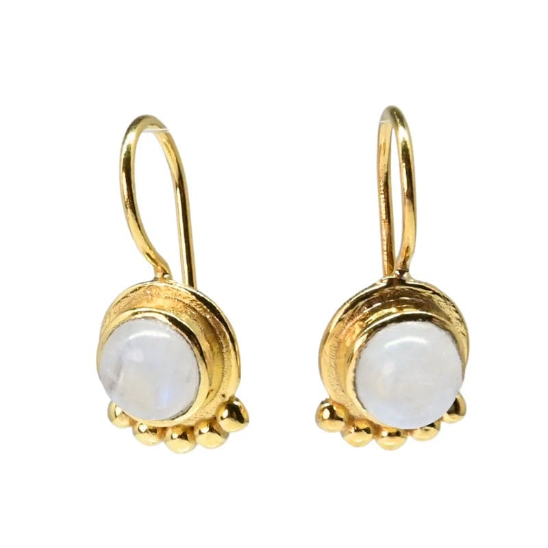 Euro Gold Moonstone Gemstone Drop Earring | A238a - Jewellery