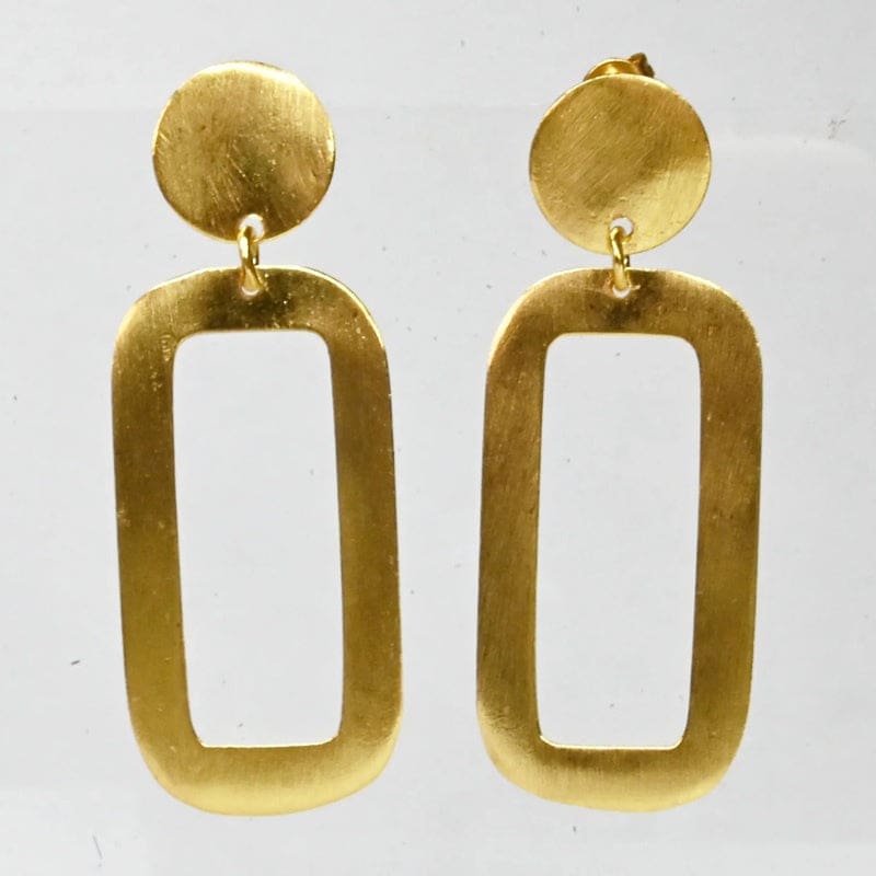 Euro Gold Motif Long Hook Earrings | B125 - Jewellery