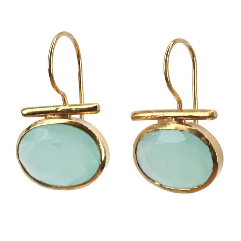Euro Gold & Pale Green Gem Earrings | A196 - Jewellery