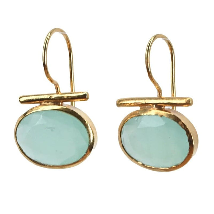 Euro Gold & Pale Green Gem Earrings | A196 - Jewellery