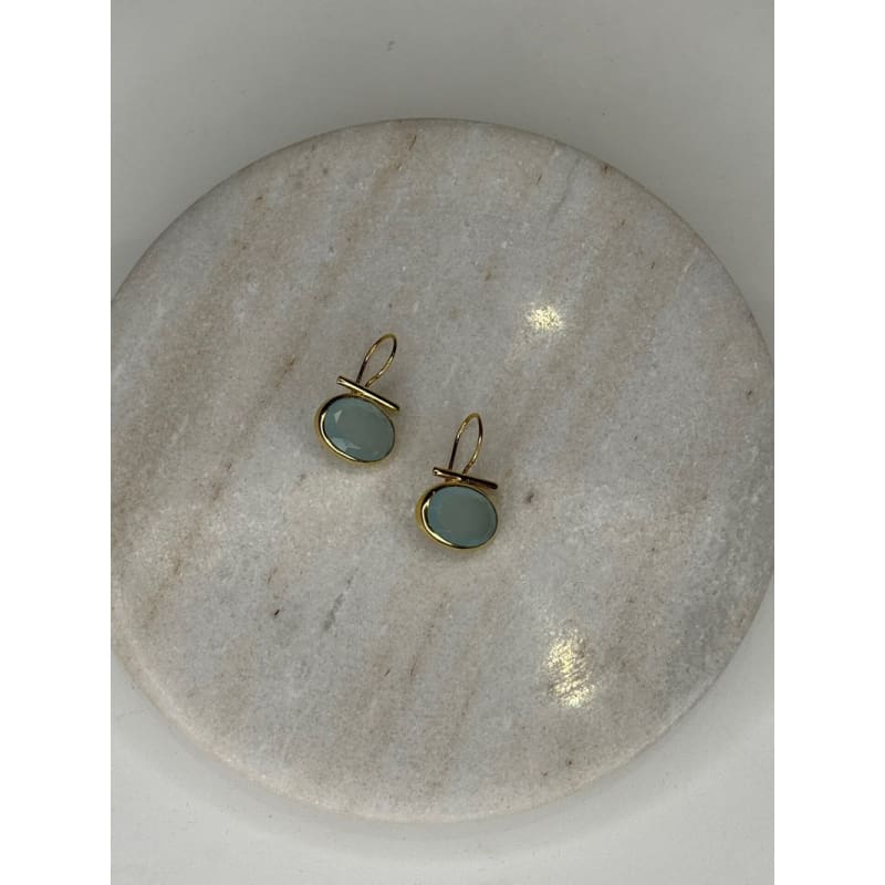 Euro Gold & Pale Green Gem Earrings | A196 - Jewellery