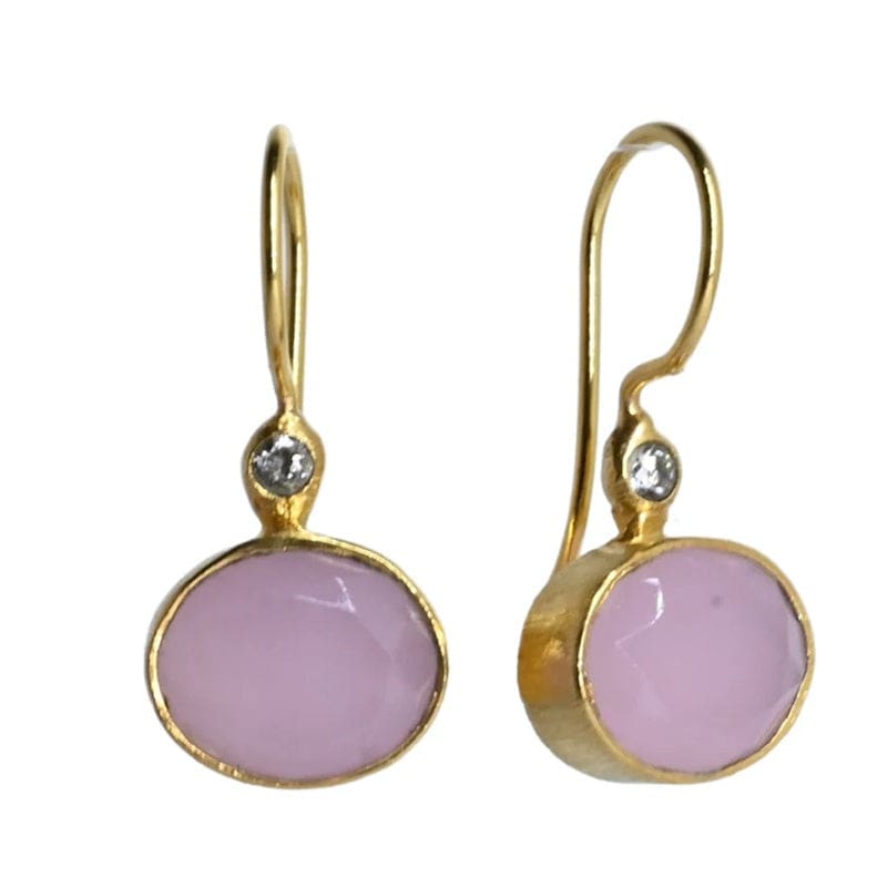 Euro Gold Rose Quartz Earring | A254