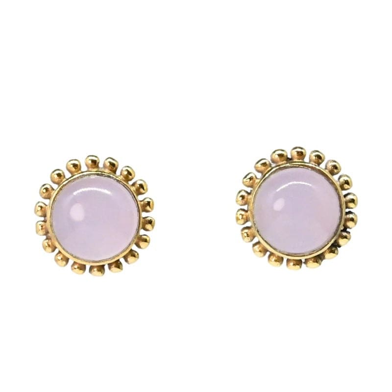 Euro Gold Rose Quartz Gemstone Stud Earring | A225A - Jewellery