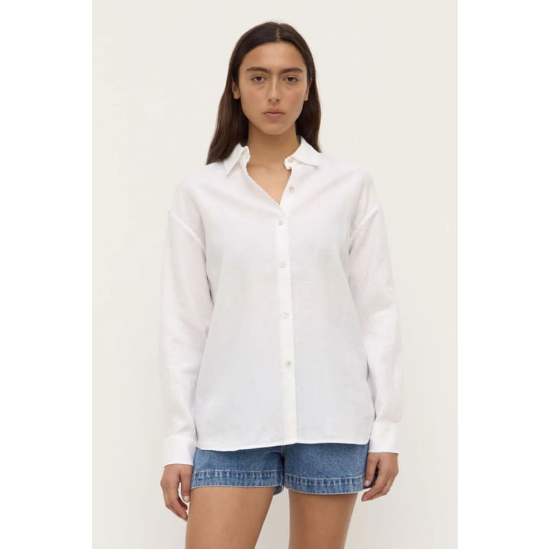 Everyday Womens Linen Long Sleeve Shirt | White - Tops