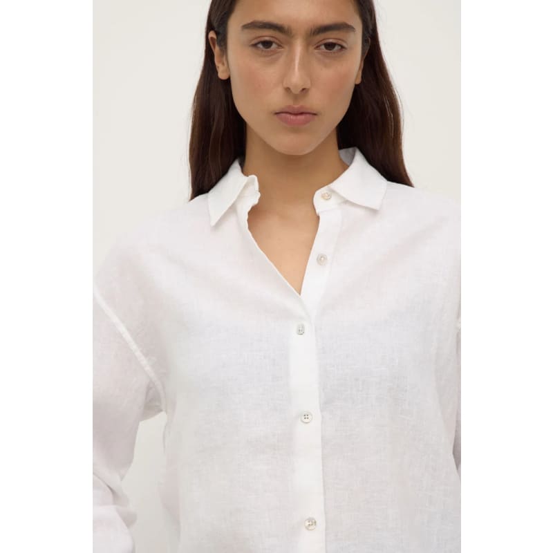 Everyday Womens Linen Long Sleeve Shirt | White - Tops
