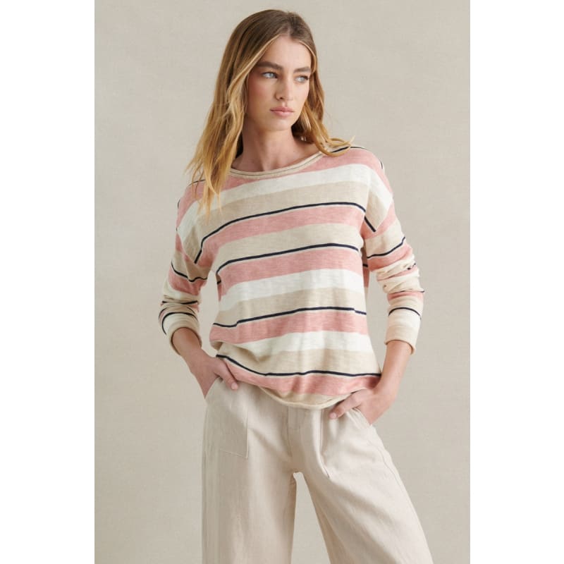 Ezra Top | Peach Stripe - Tops