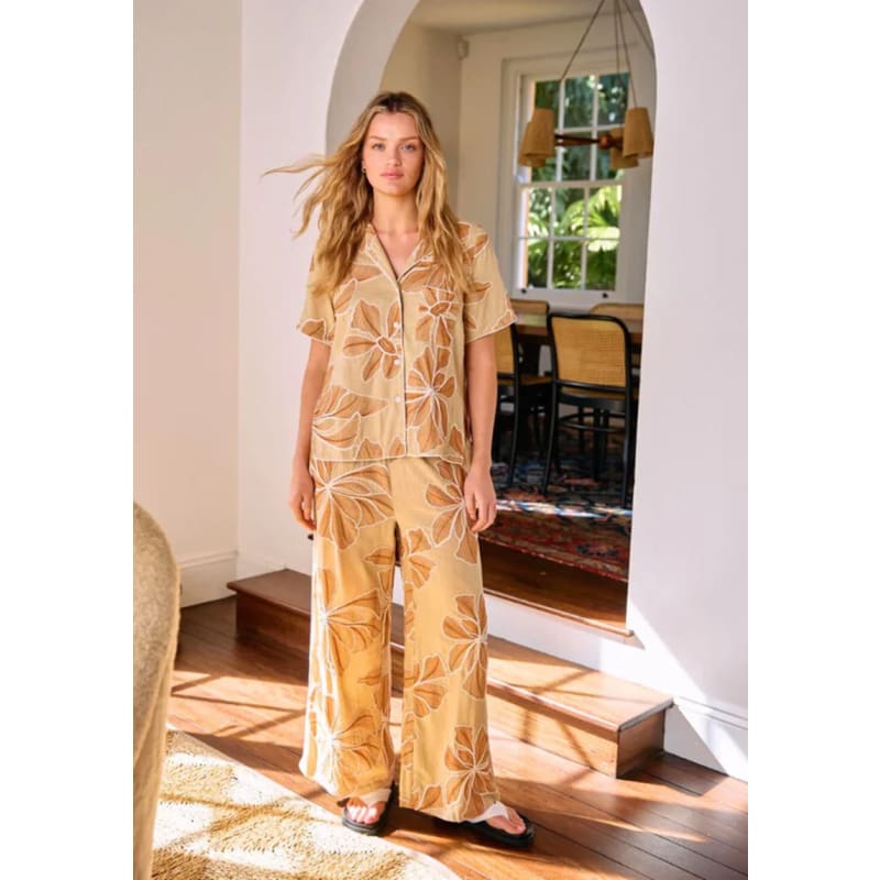 Floral Embroidered Pants - Bottoms