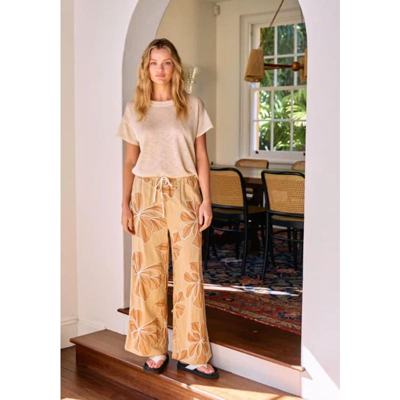 Floral Embroidered Pants - Bottoms