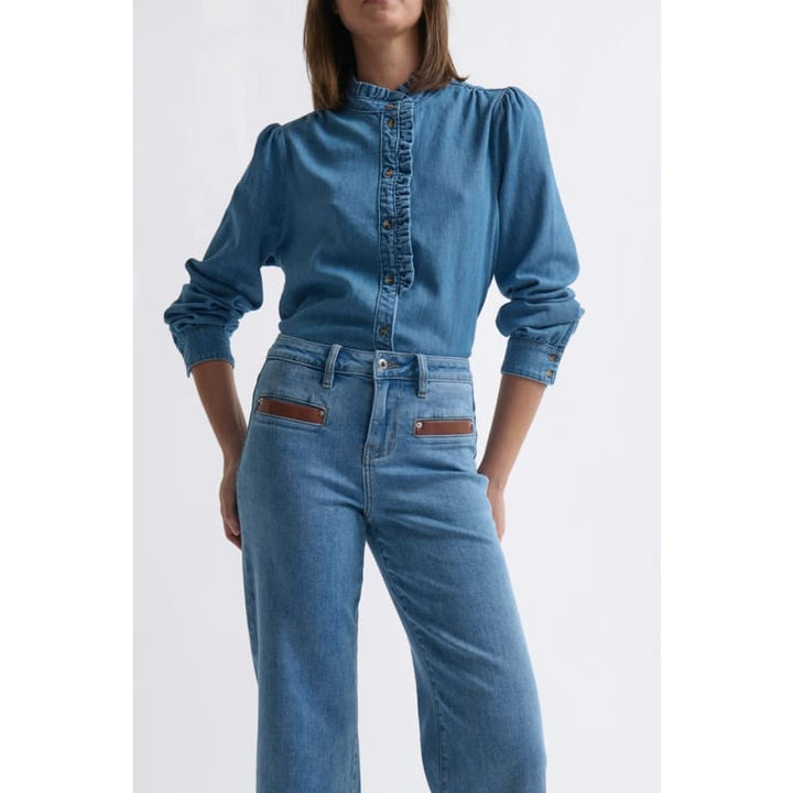 Freya Jean | Leather Pocket 70’s Blue - Bottoms