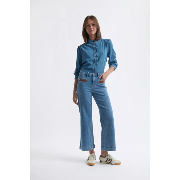 Freya Jean | Leather Pocket 70’s Blue - Bottoms