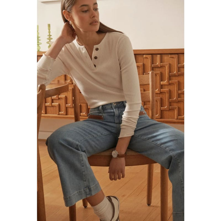 Freya Jean | Leather Pocket 70’s Blue - Bottoms
