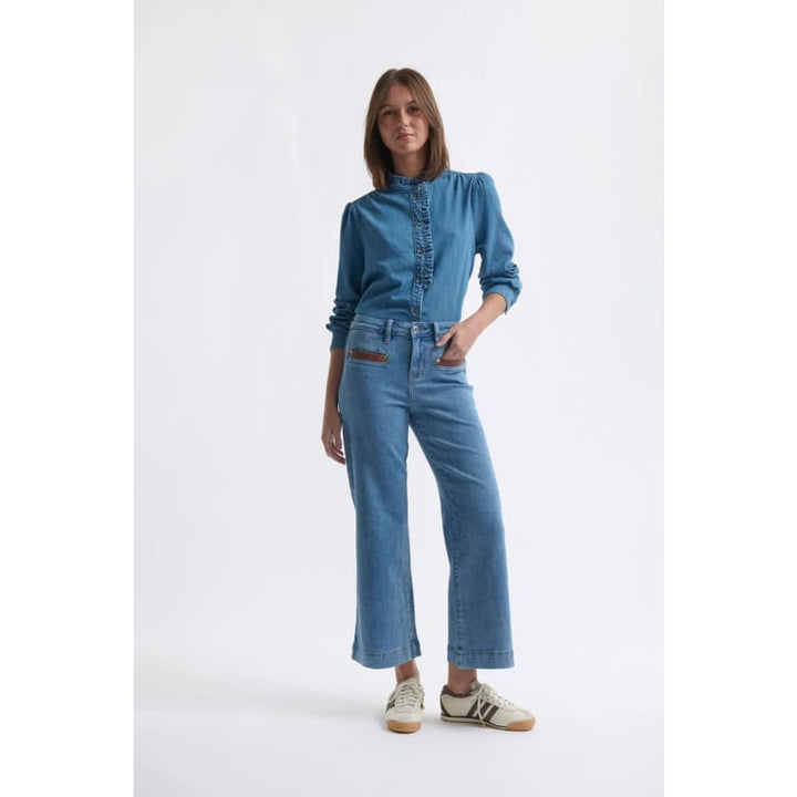 Freya Jean | Leather Pocket 70’s Blue - Bottoms