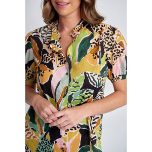 Frill Collared Shirt | Jungle Print C1431-33L-S24 - Tops