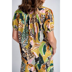 Frill Collared Shirt | Jungle Print C1431-33L-S24 - Tops