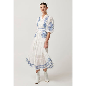 Gabriette Embroidered Cotton Slub Dress | Milk - Dress