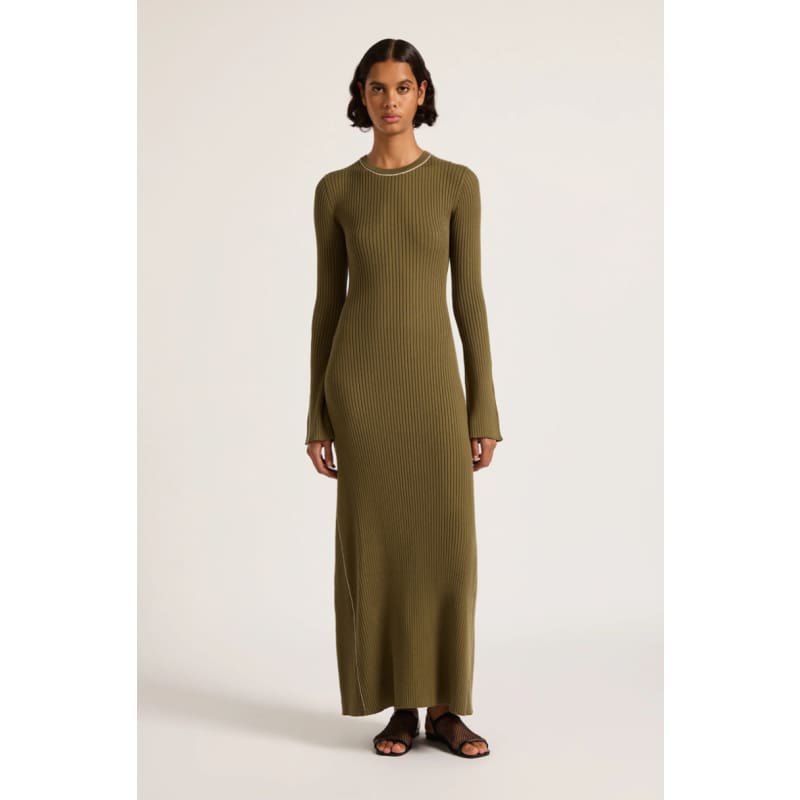 Gaia Knit Maxi Dress | Olive - Dress