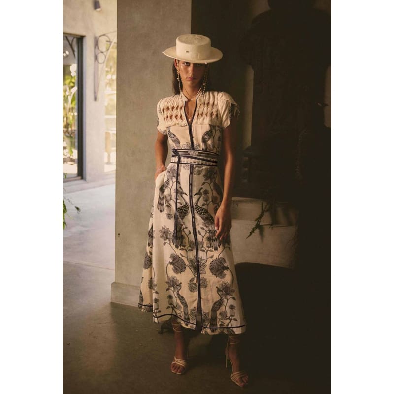 Gaia Laced Spliced Linen Viscose Dress | Imperial Stones Dress