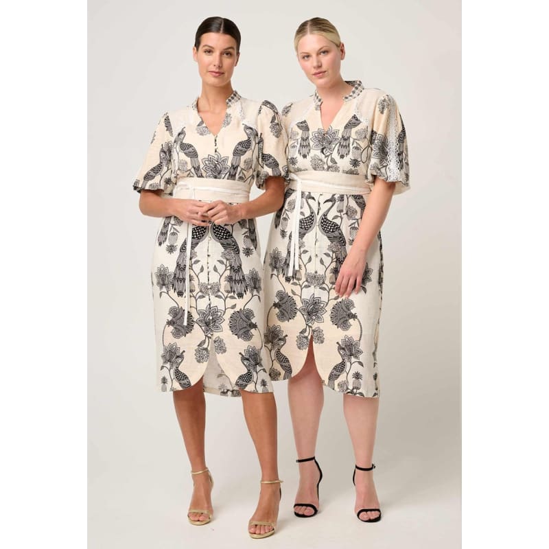 Gaia Laced Spliced Linen Viscose Dress | Imperial Stones Dress