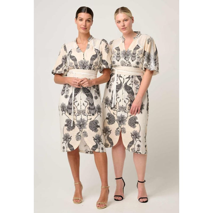 Gaia Laced Spliced Linen Viscose Dress | Imperial Stones Dress