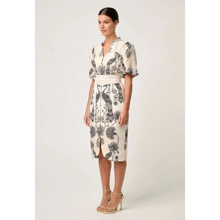 Gaia Laced Spliced Linen Viscose Dress | Imperial Stones Dress
