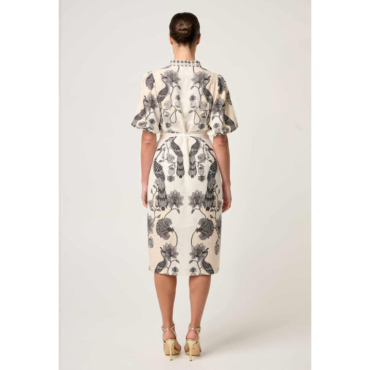 Gaia Laced Spliced Linen Viscose Dress | Imperial Stones Dress