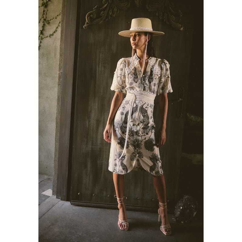 Gaia Laced Spliced Linen Viscose Dress | Imperial Stones Dress