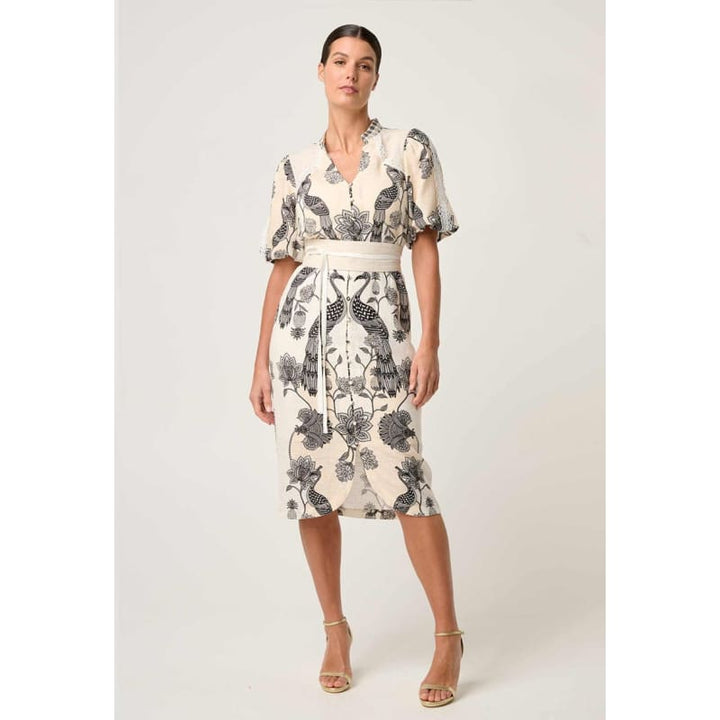 Gaia Laced Spliced Linen Viscose Dress | Imperial Stones Dress
