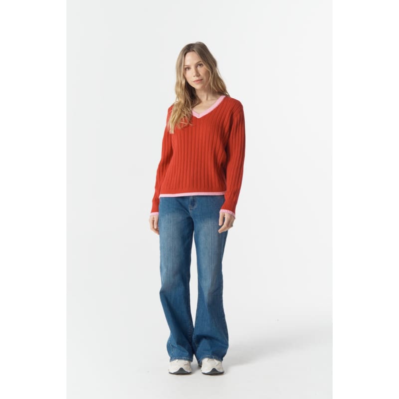 Glow V Neck Knit | Scarlet C1847 - Knitwear