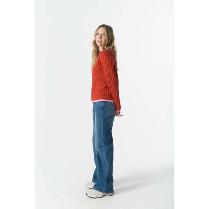 Glow V Neck Knit | Scarlet C1847 - Knitwear