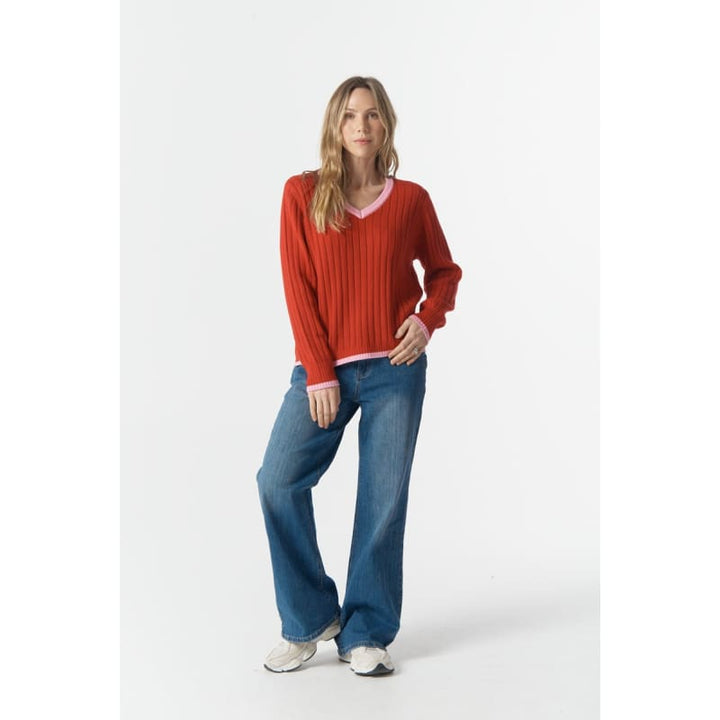 Glow V Neck Knit | Scarlet C1847 - Knitwear