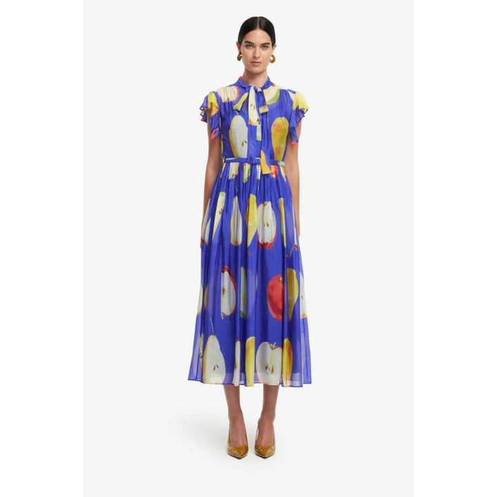 Grace Flutter Sleeve Midi Dress | Pear Print - Dress