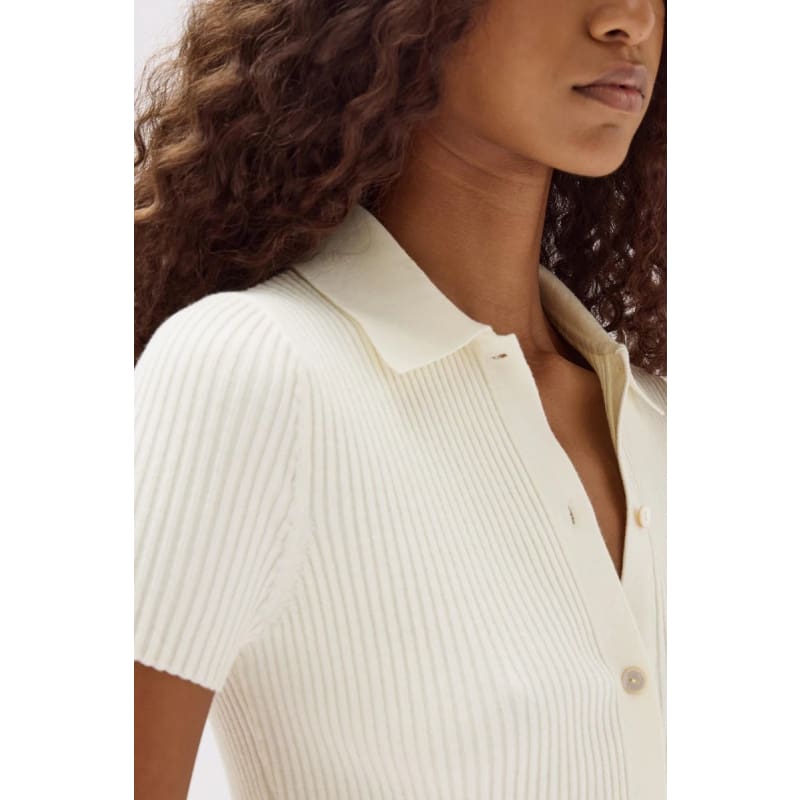 Harley Knit Short Sleeve Polo | Cream - Tops