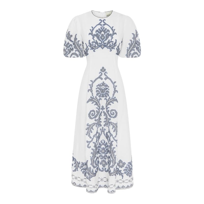 Hazel Embroidered Midi Dress - Dress