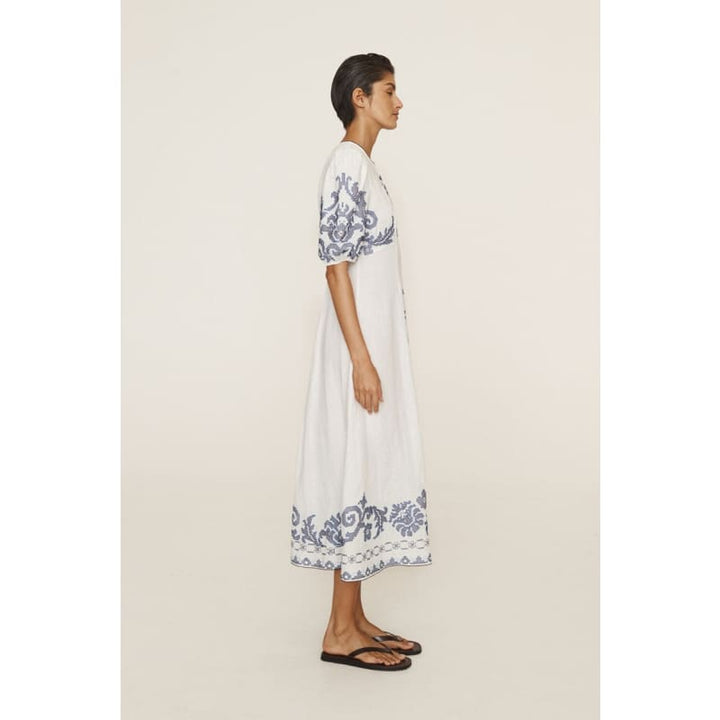 Hazel Embroidered Midi Dress - Dress